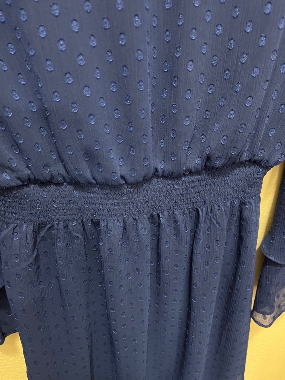 Like New White House Black Market Cobalt Blue Long Sleeve Tiered Bell Dress - Picture 9 of 10